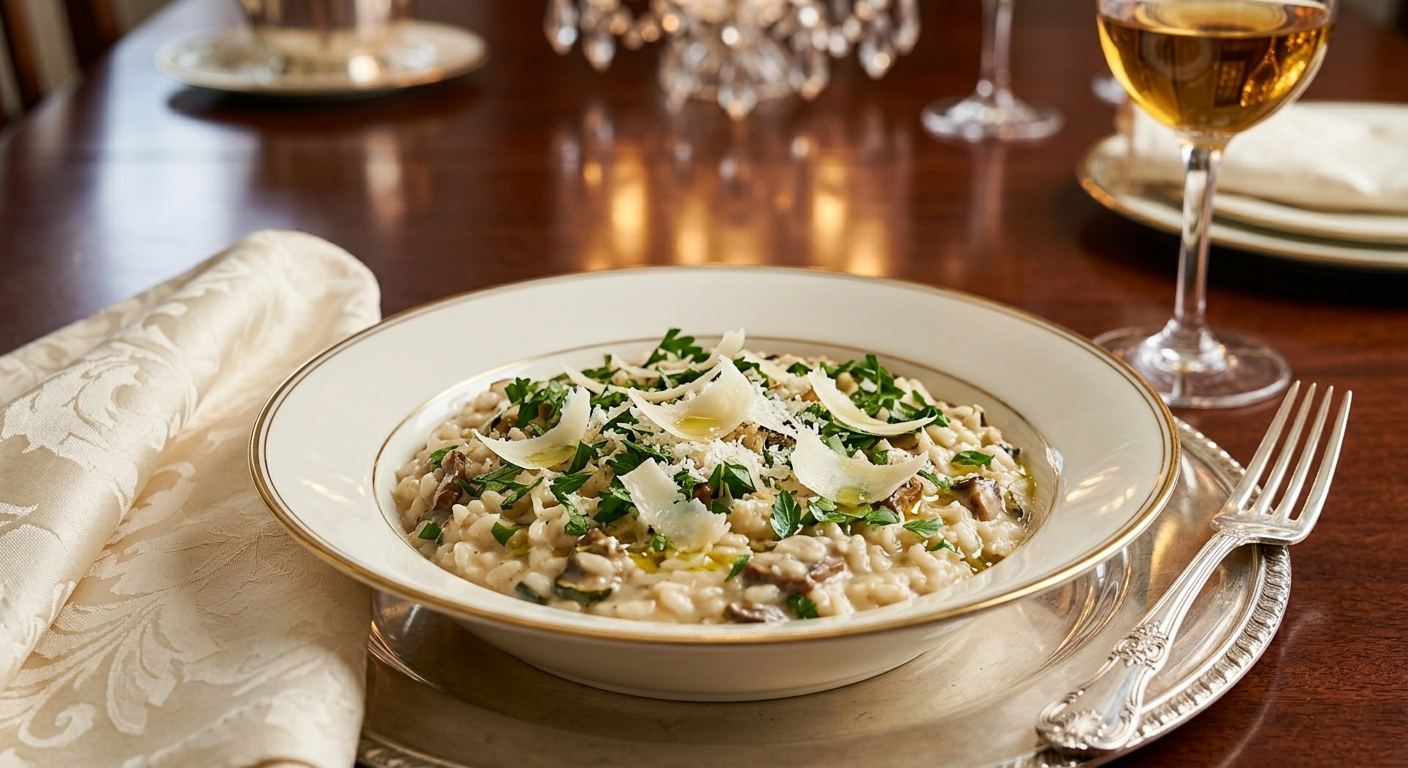 Risotto con champiñones y calabacín